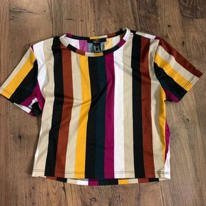 Forever 21 Retro Vertical Stripe Crop Shirt